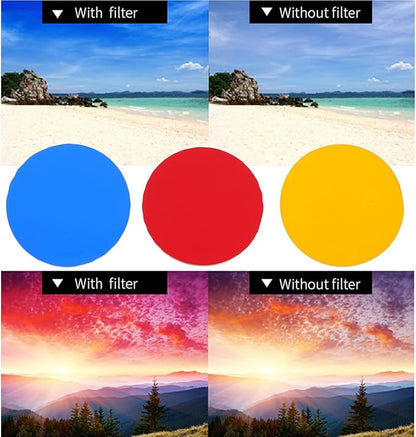 Educational Color Filter Boards 9 Pieces Circular Transparent Color Film Sheets 1.96X1.96 Inch for Lighting Effects Correction and Cognitive Learning Tools