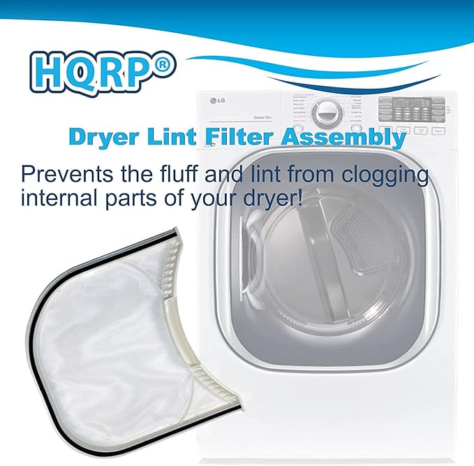 HQRP Dryer Lint Filter Assembly fits LG DLE0332W, DLG0332W, DLE0442G, DLG0452G, DLE0442W, DLG0452W, DLE1310W, DLG1320W Dryers