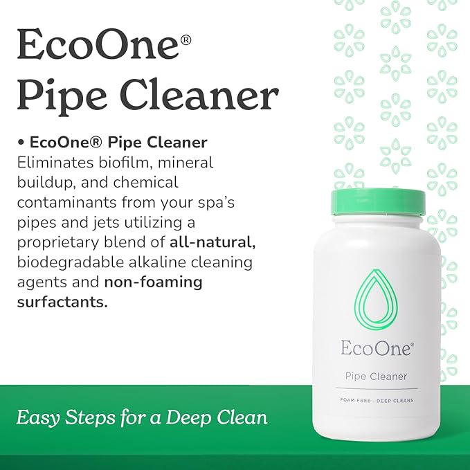 Pipe Cleaner by EcoOne | All-Natural Spa & Hot Tub Pipe and Jet Cleaner | Hot Tub Jet Cleaner Made with Non-Foaming Alkaline Ingredients | Deep-Penetrating Jetted Tub Cleaner, 8 Oz