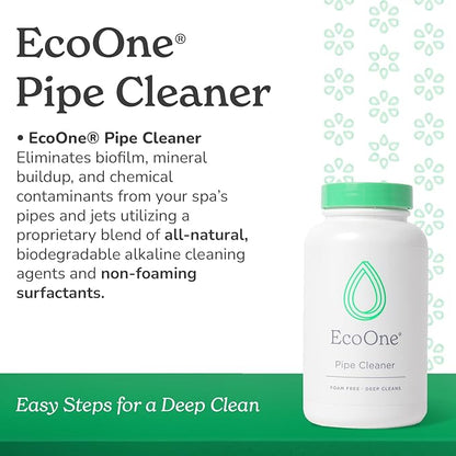 Pipe Cleaner by EcoOne | All-Natural Spa & Hot Tub Pipe and Jet Cleaner | Hot Tub Jet Cleaner Made with Non-Foaming Alkaline Ingredients | Deep-Penetrating Jetted Tub Cleaner, 8 Oz