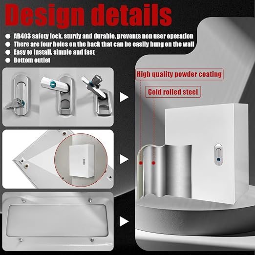 Electrical Box 20 x 16 x 6 Inch Indoor Outdoor Electrical Enclosure Box Steel Junction Box Wall Mounted Universal Electrical Project Box with Safety Locks and Mounting Plates