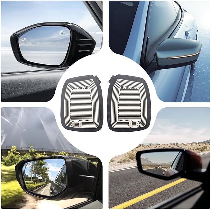 12V Car Rear Mirror Heater, Electric Glass Heating Demister Fast Heat Side Mirror Glass Heater, Metal Glass Heated Pad Car Side Mirror Heated Pad Suitable for Most Car