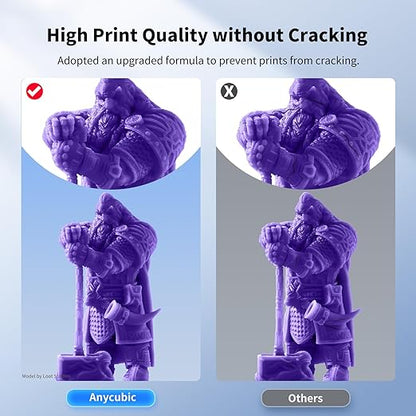ANYCUBIC Upgraded Water Washable 3D Printer Resin, 405nm High Precision 3D Resin, Low Shrinkage Photopolymer Resin for 4K/8K/12K Capable LCD DLP Resin 3D Printer Printing (Purple, 1000g)