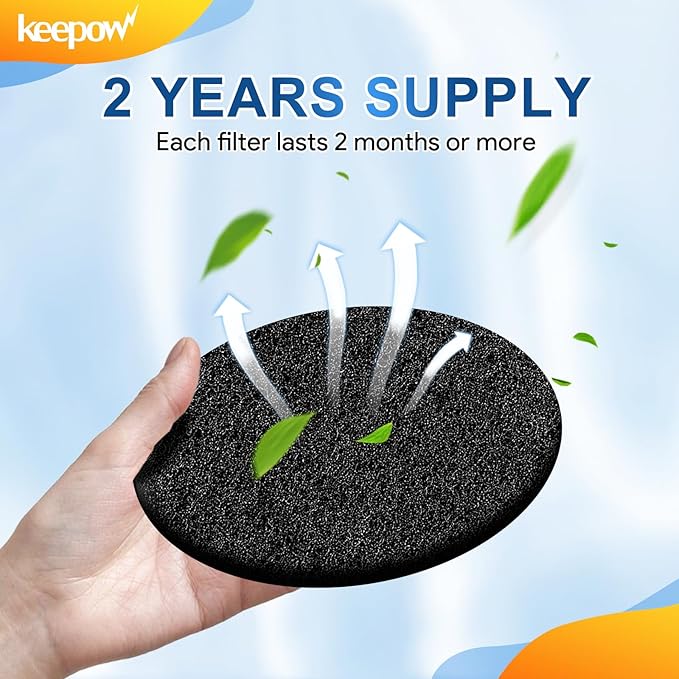 KEEPOW 10 Pack 6.75" Compost Bin Filter Replacement for Kitchen Compost Bin Countertop, Charcoal Filters for Compost Bucket, Activated Carbon Filter for Compost Pail Counter Refill Sets (Round)