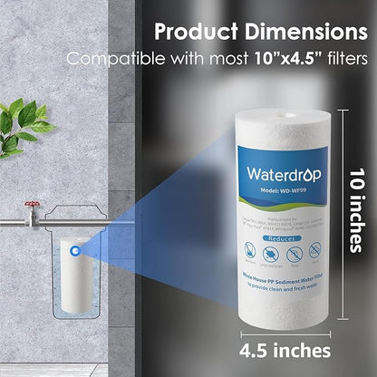 Waterdrop Whole House Sediment Water Filter, 10" x 4.5", Replacement for Pentair Pentek DGD-5005, GE® GXWH40L, GXWH35F, Culligan® RFC-BBSA, 3M® Aqua-Pure® AP810, 5 Micron, Pack of 2