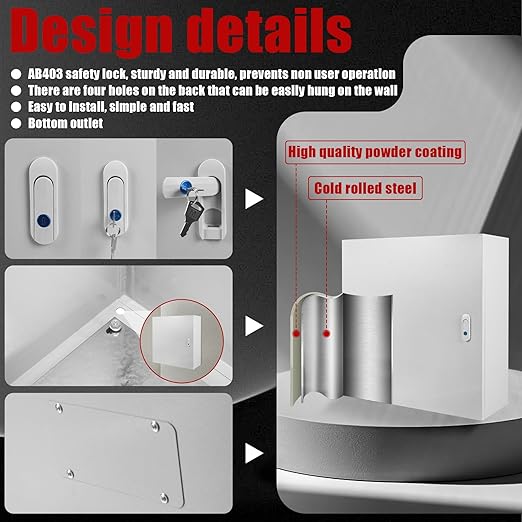 Electrical Box 24 x 20 x 8 Inch Indoor Outdoor Electrical Enclosure Box Steel Junction Box Wall Mounted Universal Electrical Project Box with Safety Locks and Mounting Plates
