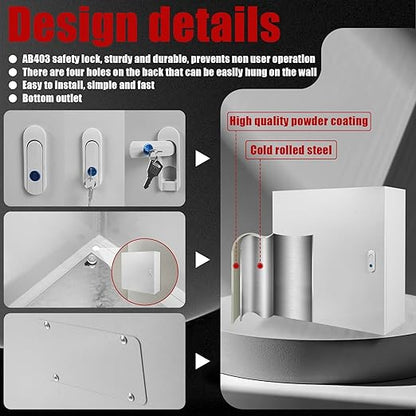 Electrical Box 24 x 20 x 8 Inch Indoor Outdoor Electrical Enclosure Box Steel Junction Box Wall Mounted Universal Electrical Project Box with Safety Locks and Mounting Plates