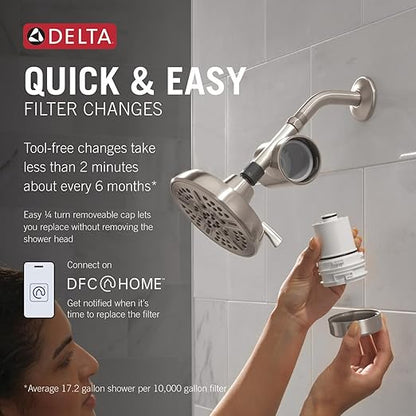 Delta Faucet Clarifi Standard Shower Filter Attachment Satin Nickel with Additional Filter Cartridge