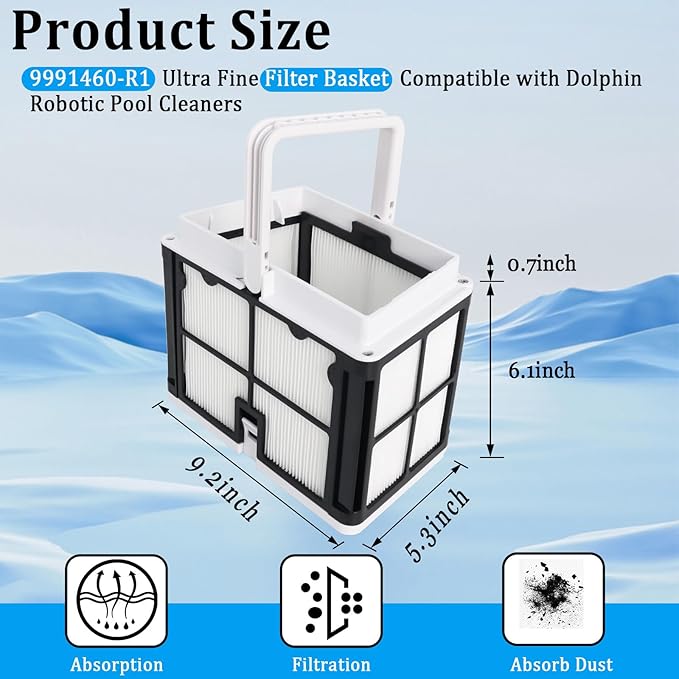 9991460-R1 Ultra Fine Filter Basket Compatible with Dolphin S50 S100 Active 10 & 15 Echo T15 T25 Proteus DX3 Nautilus CC Explorer E20 Solo, Replacement Filter Basket Fits for Robotic Pool Cleaner