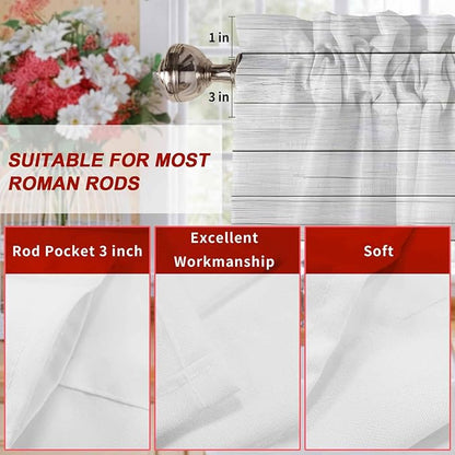 Valentine's Day Valance Curtains for Kitchen, Red Love Trees Bicycles Balloons Wood Grain Privacy Rod Pocket Valance Curtain, Light-Filtering Window Treatment for Bedroom Bathroom, 60"x18"