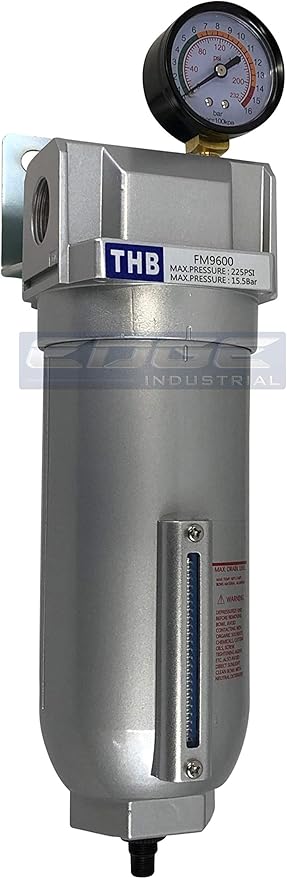 HEAVY DUTY INDUSTRIAL GRADE COALESCING FILTER WITH 0.01u MICRON ELEMENT, METAL BOWL, REMOVES 99.98% MOISTURE, VAPOR AND OIL FROM COMPRESSED AIR LINES, AUTO DRAIN (1/2" NPT, 11oz)
