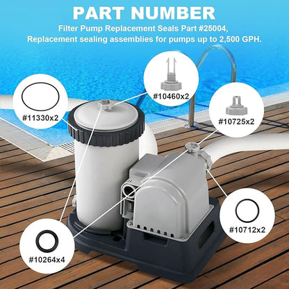 25004/2500 Filter Pump Replacement Seals Kit Fits for Intex Pool Filter Pumps Replacement Parts (Includes 5 Types of Parts) Pool Pump Replacement Parts & Accessories