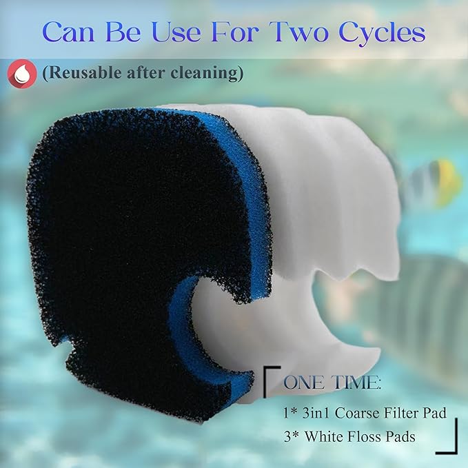 Replacement Canister Filter Pads Compatible with AMOSIJOY 172/225/265GPH, 6 White Floss and 2 Coarse Filter Pads for Pondforse 172/225/265GPH Aquarium (8)