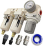 YSIL 3/8" NPT Air Filter Dryer Double Air Filters Compressor Water Separator Pressure Regulator Combo 5 Micron Brass Element(Semi-Auto Drain)
