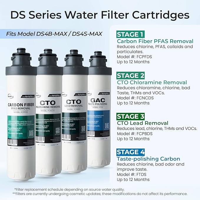iSpring Bottleless Water Cooler Dispenser with 4-Stage Filtration, SGS-Tested 99% of PFAS, Lead, Chloramine Removal, Hot, Cold, Room Temp, Stainless Steel, Black, Model: DS4B-MAX