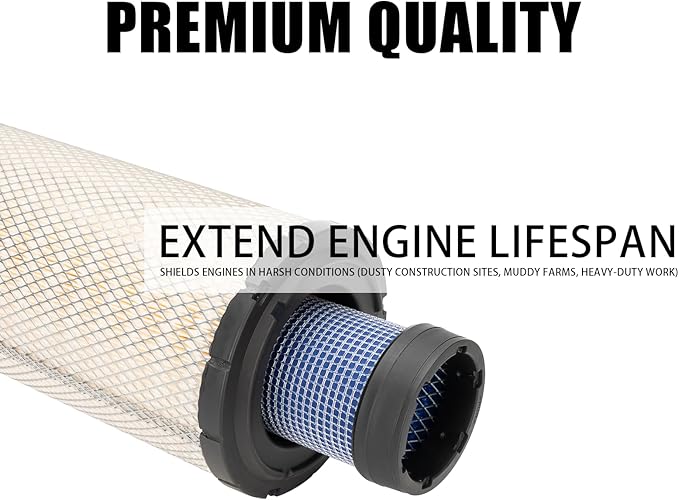 P828889 P829333 Air Filters Set Compatible with John Deere AT171853 AT171854 Kubota SVL90 SVL90-2 Wix 46562 46569 Case 222421A1 222422A1 Caterpillar 110-6326 110-6331 Fleetguard AF25557 AF25558