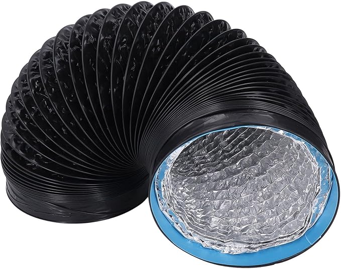 Dioche 7 Inch Conditioner 7in Dryer Vent Exhaust Duct Hose - Flexible Insulated Air Ducting, 6.56ft for HVAC Systems, Kitchens & Greenhouses - Durable PVC Aluminum Foil Design