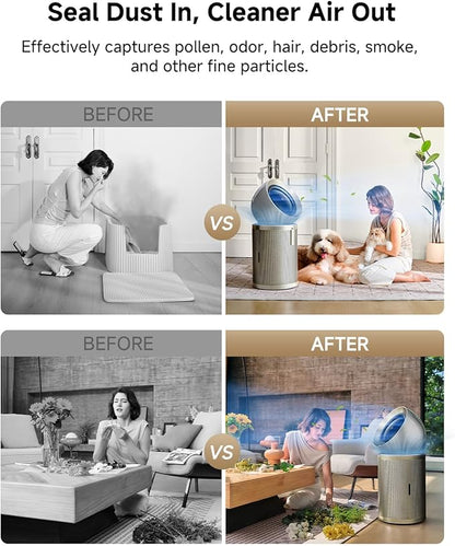 Dreame Smart Air Purifier PM10 for Home Large Room, Cleans 7,534 ft² in One Hour with 4 Filters, Dual-way Air Oulets, Al Tracking, Air Quality Monitor with 7 Sensors, 2-in-1 Purifier & Fan, Gold