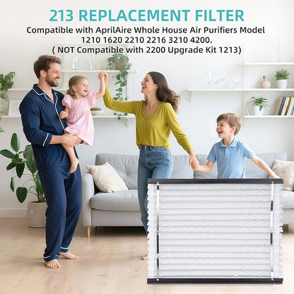2 Pack 213 Air Filter Compatible with AprilAire Whole House Air Purifiers Model 1210 1620 2210 2216 3210 4200 - MERV 13, Size:20x25x4