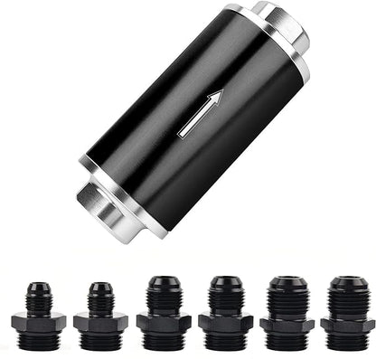 EVIL ENERGY Inline Fuel Filter 100 Micron with 6AN 8AN 10AN Adapter Universal 50MM