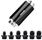 EVIL ENERGY Inline Fuel Filter 100 Micron with 6AN 8AN 10AN Adapter Universal 50MM