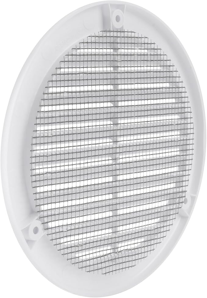 Vent Systems 5" Inch (Opening Dimensions) - Pack of 2 - White Soffit Vent Cover - Plastic Round Air Vent Grille - Built-in Mesh Screen - HVAC Register Louver for Bathroom, Home, Kitchen