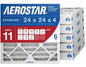 Aerostar 24x24x4 MERV 11 - 6 Count - Pleated HVAC, Furnace & Air Conditioner Filters - Removes Dust, Cold & Flu Germs, Lint, Mold, Pet Dander, Allergy-Causing Pollen, Smog & Smoke