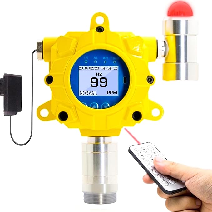Hydrogen Gas Detector for Battery Room Monitoring by Forensics | Wall Mount Continuous Monitoring | USA NIST traceable Calibration | Adjustable Alarms | Relay Output | 0-1000 ppm |
