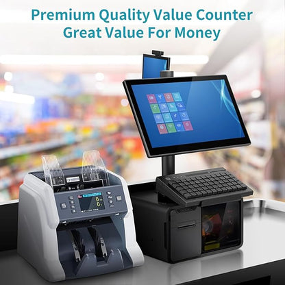 RIBAO BC-40 Mixed Denomination Money Counter Machine, Value Counting, Bill Counter Multi Currency, CIS/UV/MG/IR Counterfeit Detection for Business