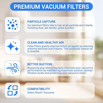 AZ3002 Replacement Filters for Shark AZ3002 AZ3000 AZ3000W for Stratos DuoClean PowerFins Vacuum Stratos Upright Vacuum, 2 HEPA 4 Foam & Felt Filters 1 Cleaning Brush