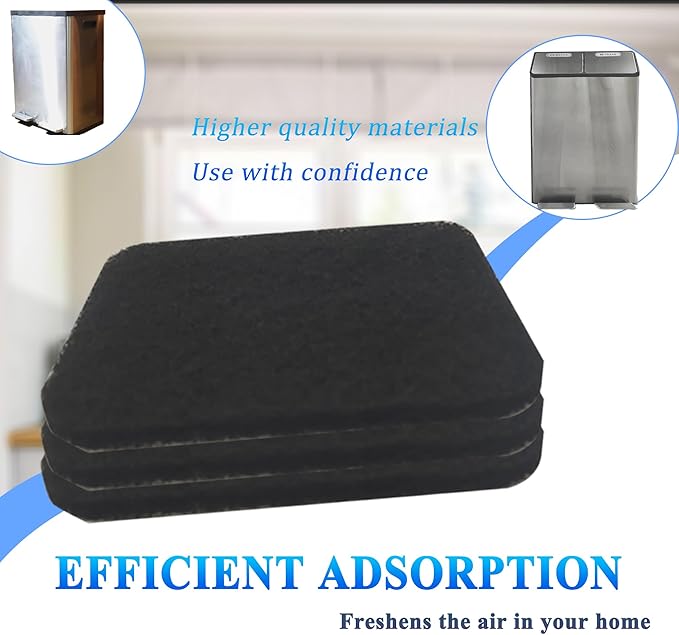 Odor Absorbing Filter Refills for SIMPLI-Magic Trash Can, Activated Charcoal Deodorizer Compatible with SIMPLI-Magic Garbage Bins with Built in Odor Filter Compartment, Square (Pack of 6)