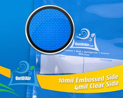 100 Vacuum Sealer Bags: Quart Size (8" x 12") by OutOfAir Works With FoodSaver & Other Machines - 33% Thicker BPA Free, Commercial Grade, 8 x 12 inches