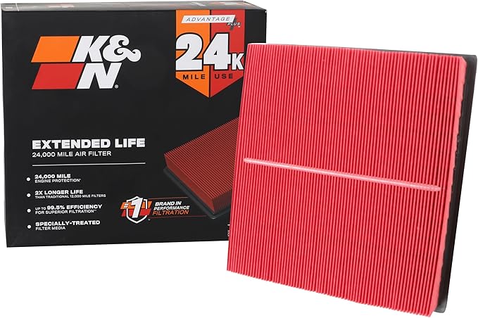 K&N Engine Air Filter: Extended Life 24,000 Mile Replacement Air Filter: Compatible with 2010-2019 Jeep/Dodge SUV V6/V8 (Grand Cherokee, Durango), KNX-2457