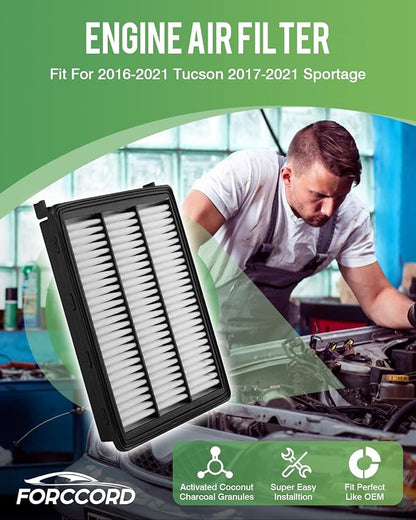 Cabin&Engine Air Filter Fit for TUCSON (16-21), SPORTAGE (17-22) Cabin Filter Engine Air Filter 97133-D1000 CA12065 Replacement Car Accessories (2PCS)