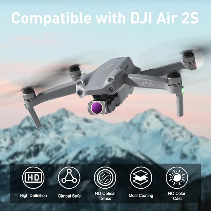 4-Pack ND/CPL Filters Set for DJI Air 2S Drone, ND4/CPL, ND8/CPL, ND16/CPL, ND32/CPL Filters Compatible with DJI Air 2S, Multi Coated HD Optical Glass Neutral Density & Polarizer Filter Kits