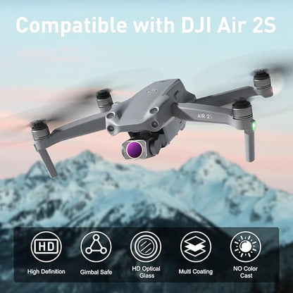 4-Pack ND/CPL Filters Set for DJI Air 2S Drone, ND4/CPL, ND8/CPL, ND16/CPL, ND32/CPL Filters Compatible with DJI Air 2S, Multi Coated HD Optical Glass Neutral Density & Polarizer Filter Kits