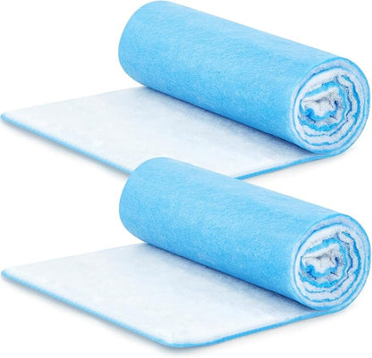 Buryeah 2 Rolls of 120 Inch Air Vent Filters Blue and White, DIY Size Filter, Dustproof Floor Vent Media Pad for Aquarium HVAC Home, 25" Wide