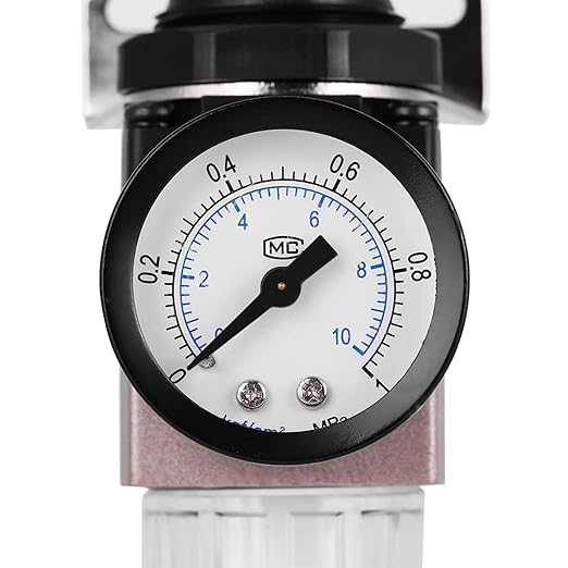 Air Compressor Filter Regulator Combo, AW2000 02 Water Oil Separator with Pressure Gauge, Pneumatic Filter Regulator Air Treatment Unit W Pressure Gauge