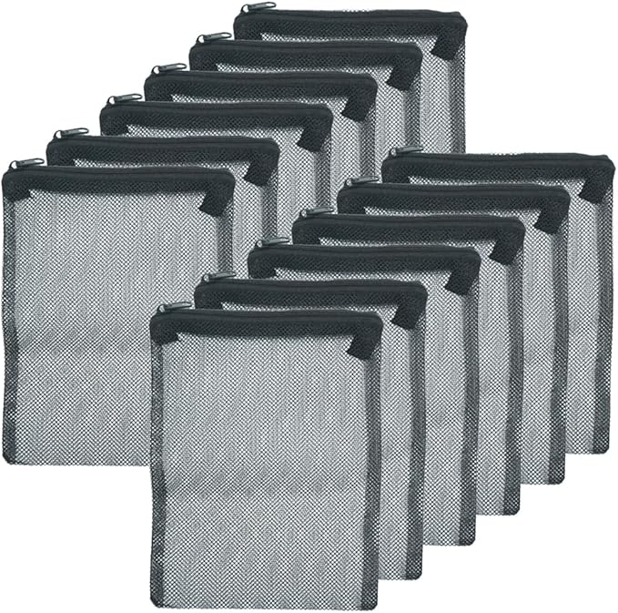 12 Pcs Reusable Zipper Filter Media Bags for Aquarium Fish Tank - Mesh Bags for Activated Carbon, Ceramic Rings, Bio Balls, Biological Filtration