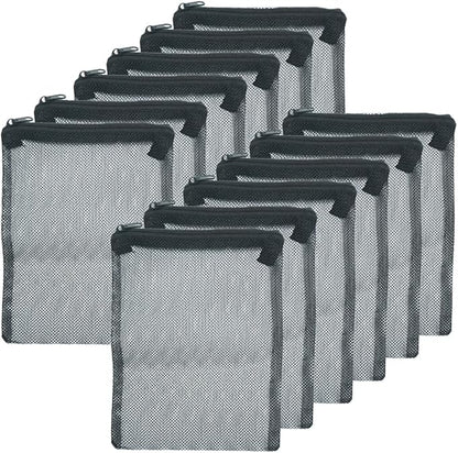 12 Pcs Reusable Zipper Filter Media Bags for Aquarium Fish Tank - Mesh Bags for Activated Carbon, Ceramic Rings, Bio Balls, Biological Filtration