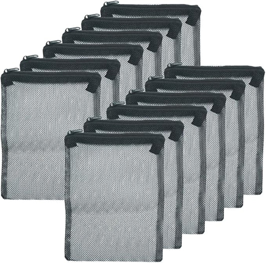 12 Pcs Reusable Zipper Filter Media Bags for Aquarium Fish Tank - Mesh Bags for Activated Carbon, Ceramic Rings, Bio Balls, Biological Filtration