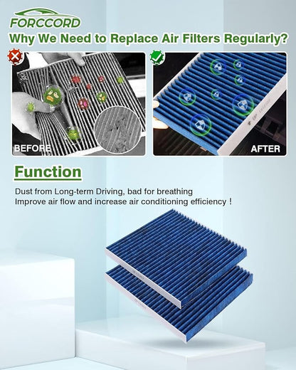 2-Pack HEPA Cabin Air Filter Fits for Hyundai/Kia Captiva sport equinox Terrain Vue Santa Fe Sedona Activated Carbon Cabin Filter Replacement CF11819 CP819 Car Accessories