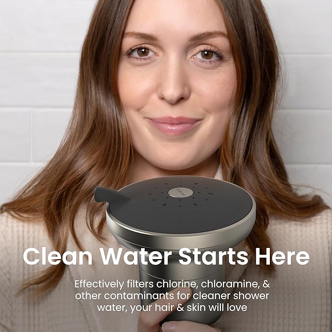 AquaTru Shower - High Pressure Shower Filter Removes Impurities from Hard Water to Support Healthy Skin, Scalp, Hair, Reduce Breakage, and Enhance Your Beauty and Self-Care Routine (Brushed Nickel)