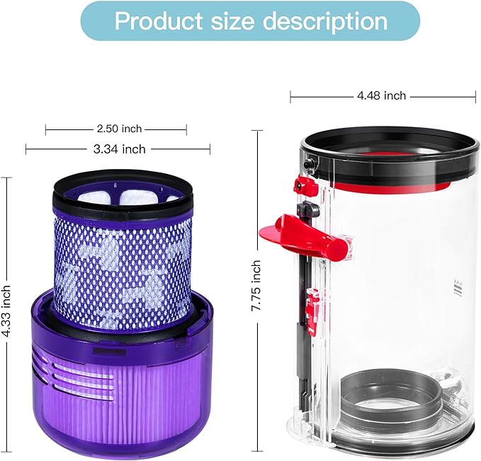 Upgraded Canister Replacement Compatible With Dyson V11 Torque Drive V11 Animal V11 Complete V11 V15 Extra V15S Detect Submarine SV14 SV15 SV22 Vacuum Dust Bucket Filter Attachments Parts 965443-01