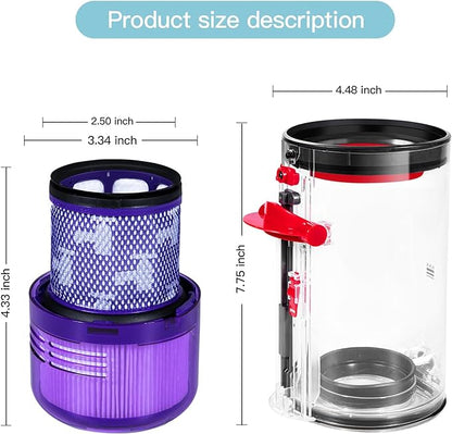 Upgraded Canister Replacement Compatible With Dyson V11 Torque Drive V11 Animal V11 Complete V11 V15 Extra V15S Detect Submarine SV14 SV15 SV22 Vacuum Dust Bucket Filter Attachments Parts 965443-01