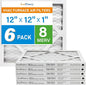 LotFancy 12x12x1 Air Filter MERV 8 6-Pack, Electrostatic Pleated Furnace & AC Filter, Captures Dust, Pet Hair, Pollen, Actual Size: 11.75"x11.75"x0.75"