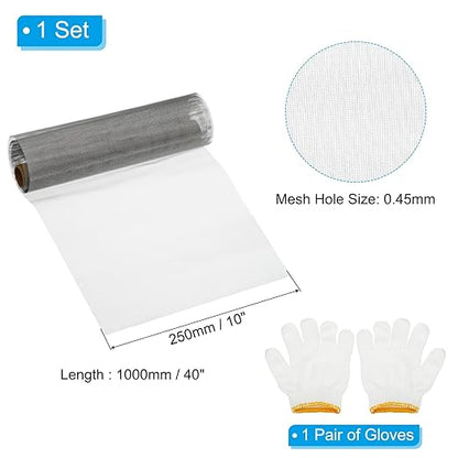 PATIKIL 40" L x 10" W Woven Wire Mesh, 40 Mesh 304 Stainless Steel Air Vent Filter Screen with Gloves for Window Security Vent Cover Filtration Animals Fence