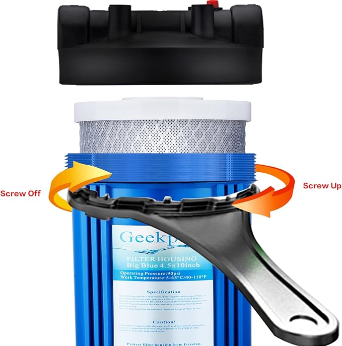 Geekpure 20 Inch Carbon Block Water Filter Reduce Chlorine Taste Odors for Whole House Filtration- 4.5 Inch x 20 Inch -5 Micron-Pack of 4