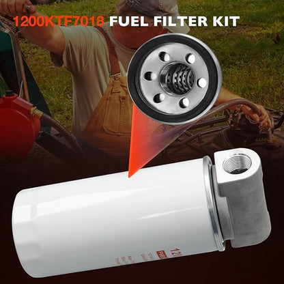 1200KTF7018 Fuel Filter Spin-On Particulate Replacement for Transfer Pumps FR112 FR1210G FR610G,18 GPM Flow Rate,50 PSI- Includes 1200KTG9075 Filter Head, 3/4" ST Elbow, and 3/4" x 7" Nipple