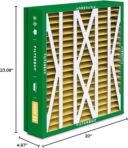 Filterbuy 21x23.5x5 Air Filter MERV 11 Superior Pet & Allergy Defense (2-Pack), Pleated HVAC AC Furnace Filters for Trane Perfect Fit & American Standard (Actual Size: 20.00 x 23.09 x 4.97)